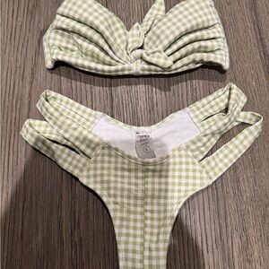 Montce Sage Green and White Gingham Bikini Set